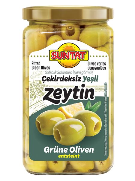 SUNTAT Grüne Oliven entkernt 1600ml Glas
