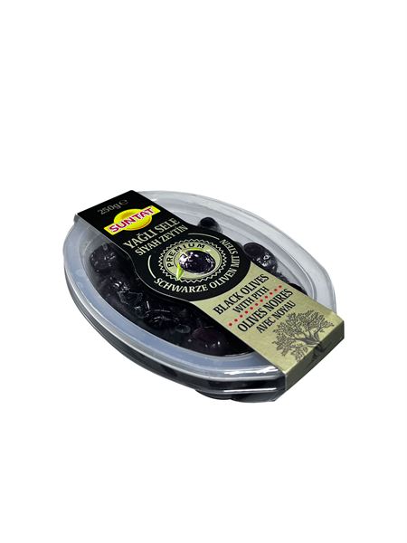 SUNTAT Sele Schwarze Oliven 250g Vakuum