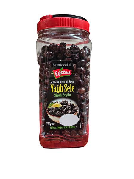 Egetad Sele Schwarze Oliven mit Stein 1750g PET
