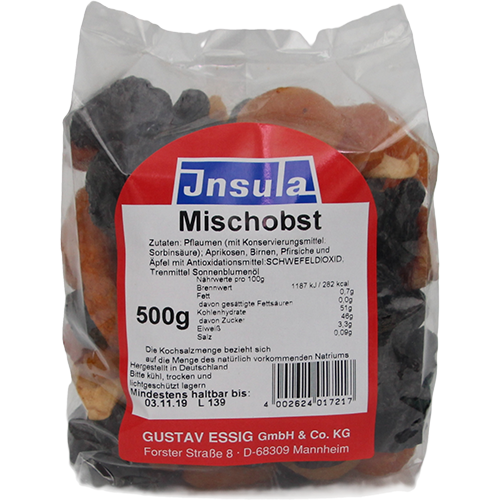Insula Mischobst 5-Frucht Getrocknete Früchtemischung 500 g