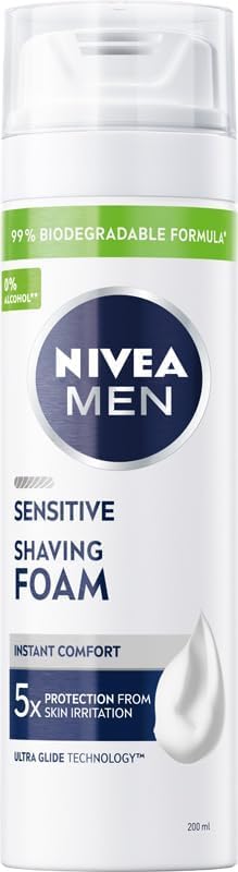 NIVEA Men Sensitive Rasierschaum 200 ml – Hassas Ciltler için Tıraş Köpüğü 200 ml