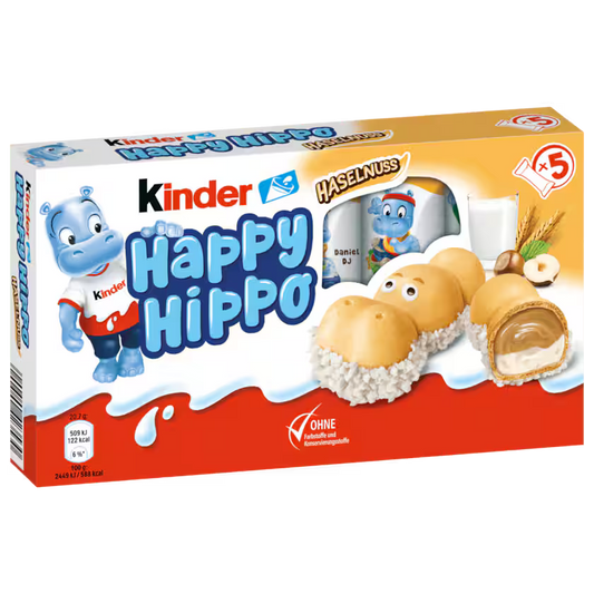 Kinder Happy Hippo Haselnuss Waffel-Spezialität mit Milch- & Haselnusscreme 5er Pack 103,5 g