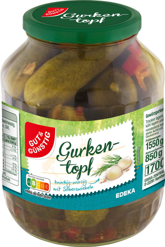 GUT&GÜNSTIG Gurkentopf 1550 g / GUT&GÜNSTIG Büyük Boy Salısalık Turşusu Kavanozu 1550 g
