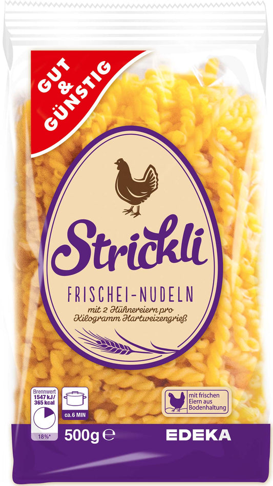 GUT&GÜNSTIG Frischei-Nudeln Strickli 500 g / Taze Yumurtalı Makarna Strickli 500 g