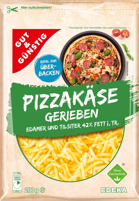 GUT&GÜNSTIG Pizzamix gerieben 42% 250 g / GUT&GÜNSTIG Pizza İçin Rendelenmiş Peynir Karışımı %42 250 g