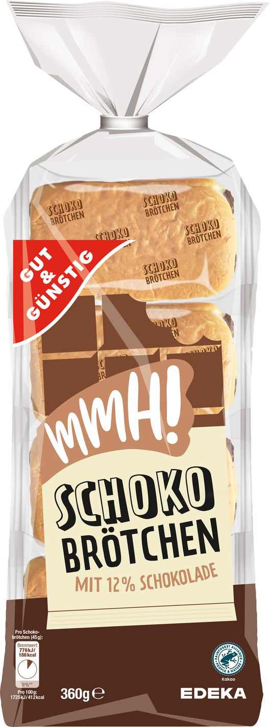 GUT&GÜNSTIG Schokobrötchen 8 ST 360 g / GUT&GÜNSTIG Çikolatalı Poğaça 8 Adet 360 g