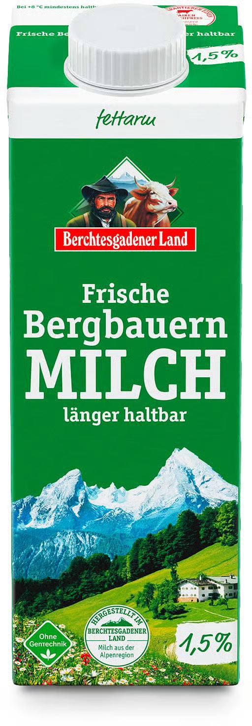 Berchtesgadener Land Länger Frische Milch 1,5% 1 L - Uzun Ömrürlü Yarım Yag Sut 1,5% 1 L