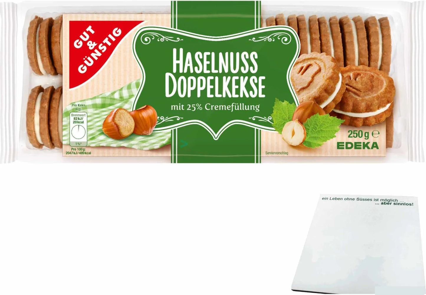 GUT&GUENSTIG Doppelkeks Haselnuss 250 g / GUT&GUENSTIG Findikli Dolgulu Cift Biskuvi 250 g