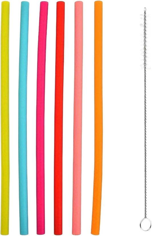 GUT&GÜNSTIG Silikon-Trinkhalme mit Reinigungsbürste 6 ST – Silikon Pipet 6 Adet