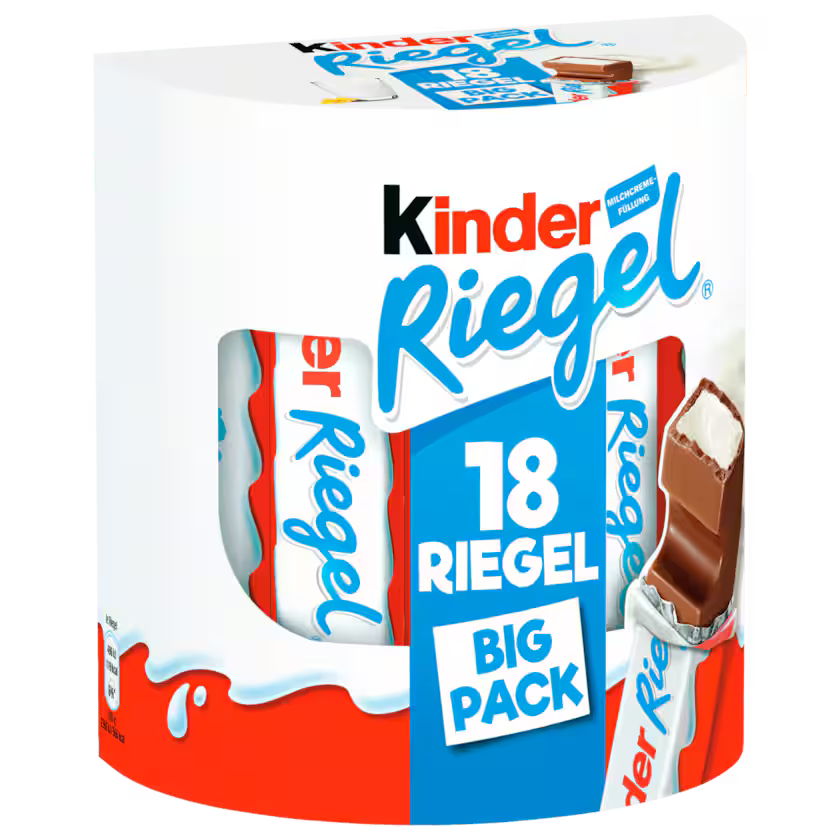 Kinder Riegel Vollmilchschokolade mit Milchfüllung 18er Multipack 378 g