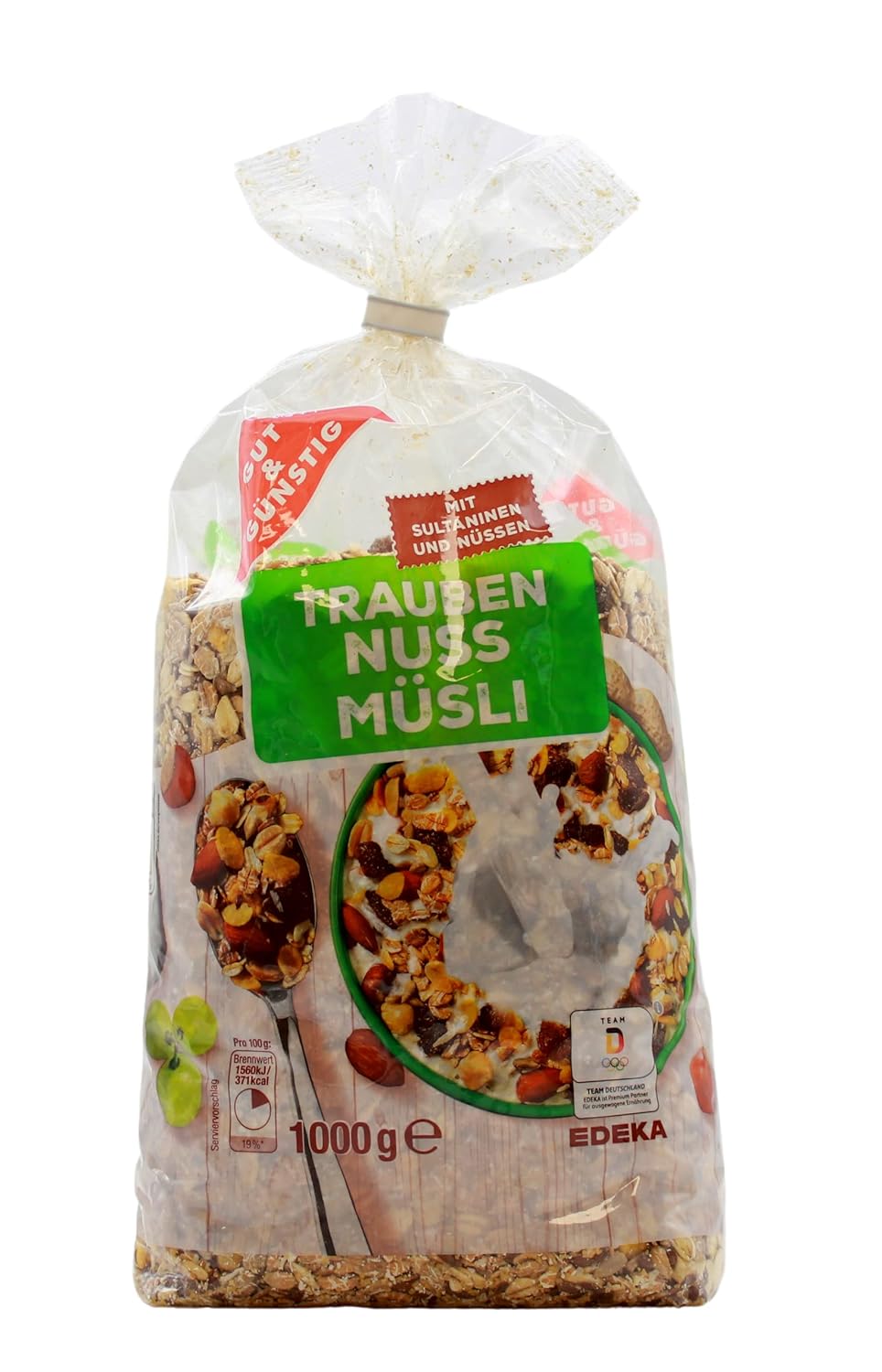 GUT&GÜNSTIG Trauben-Nuss Müsli mit Datteln, Haselnuss, Erdnuss, Mandeln & Kokos 1000 g