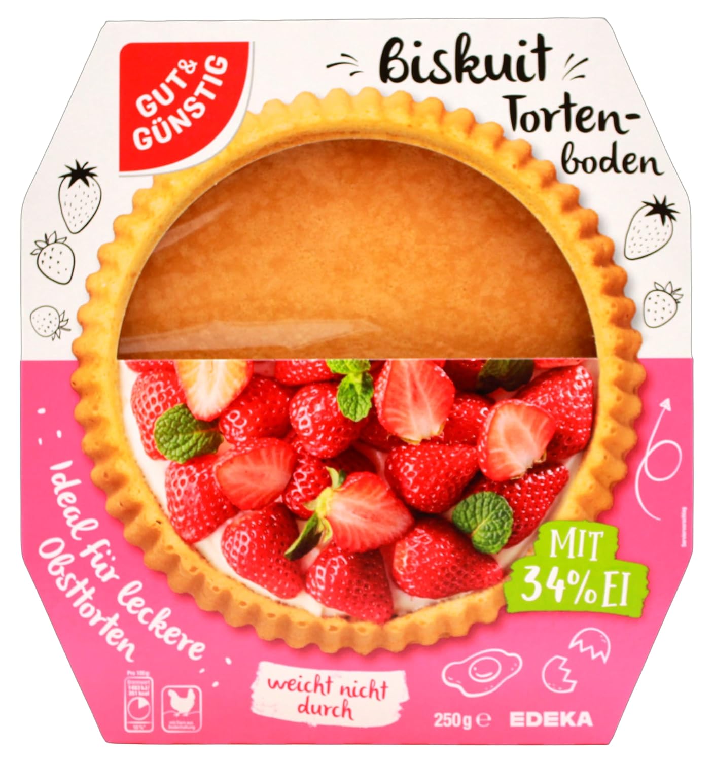 GUT&GÜNSTIG Biskuitboden Fertigboden für Torten & Kuchen 250 g