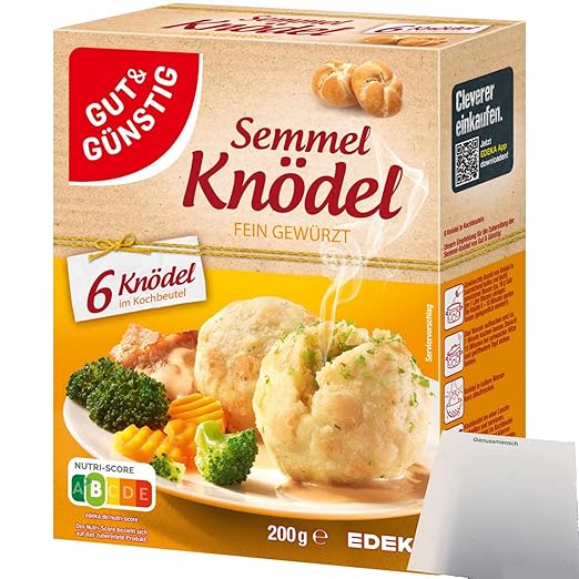 GUT&GÜNSTIG Semmelknödel 6 Stück im Kochbeutel Klassische Beilage 200 g
