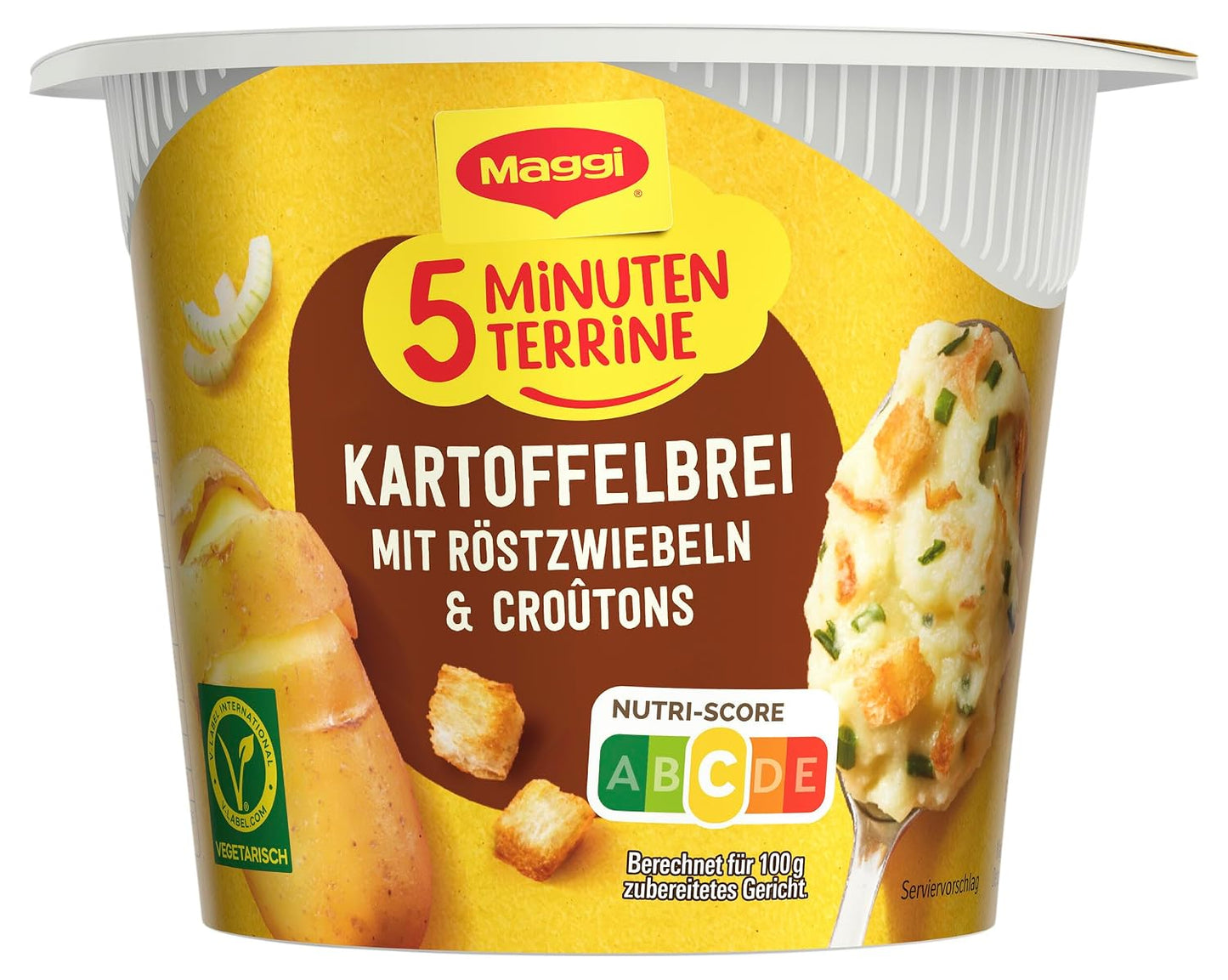Maggi 5 Minuten Terrine Kartoffelbrei mit Röstzwiebeln & Croûtons 56 g