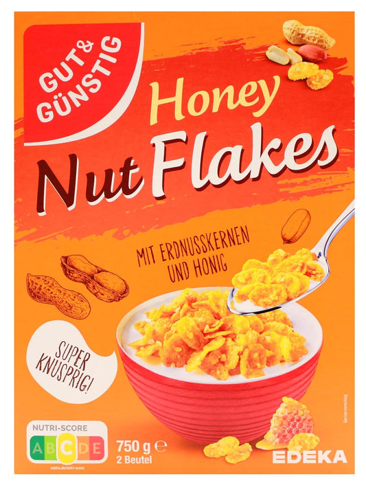 GUT&GÜNSTIG Honey Nut Flakes 750 g / Ballı Fıstıklı Mısır Gevrek 750 g