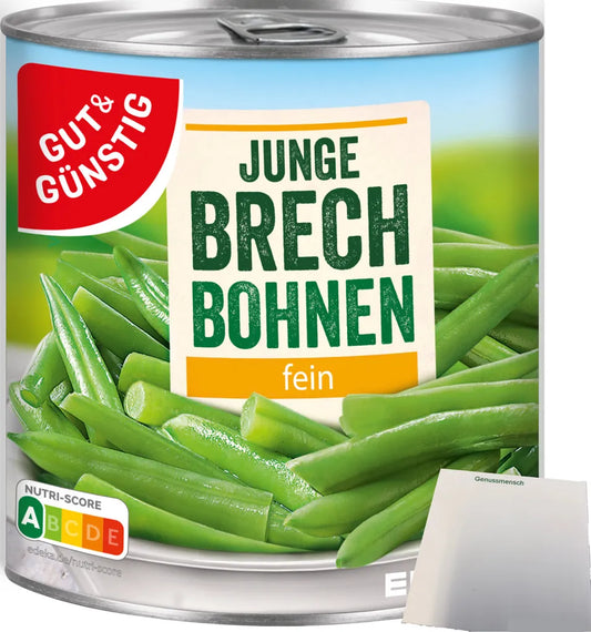 GUT&GÜNSTIG feine junge Brechbohnen 800 g / GUT&GÜNSTIG İnce Taze Kırık Fasulye Konservesi 800 g