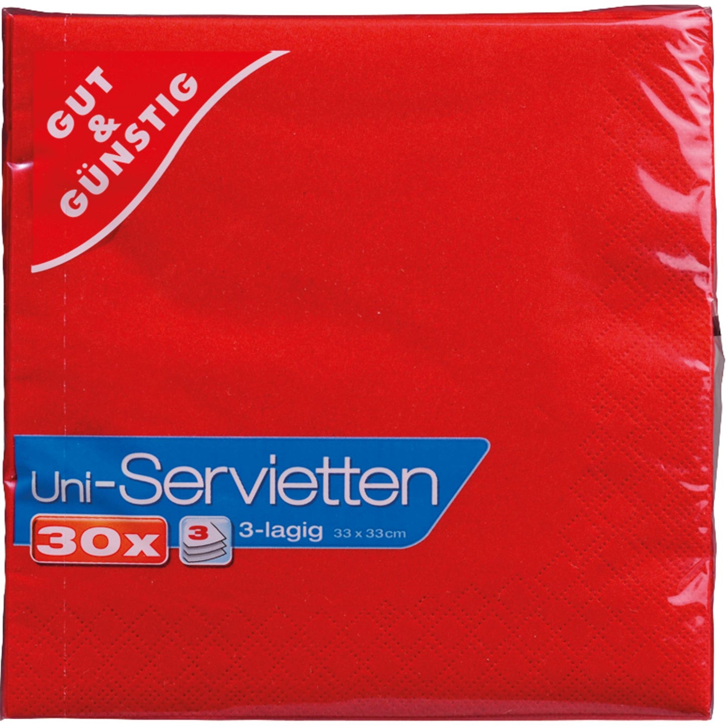 GUT&GÜNSTIG Servietten 33x33 cm 3-lagig rot 30 ST – Peçete Kırmızı 30 Adet