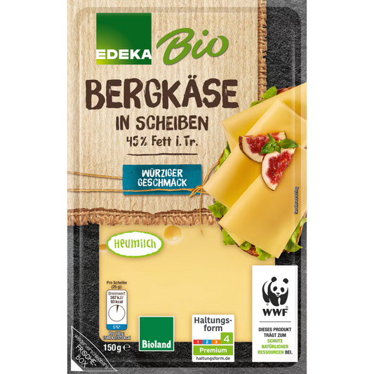 EDEKA Bio Bergkäse Scheiben 45% Fett i.Tr. 150 g