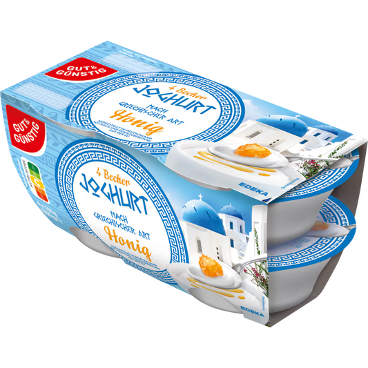 GUT&GÜNSTIG Joghurt nach griechischer Art Honig 4x150 g / Yunan Usulü Ballı Yoğurt 4x150 g