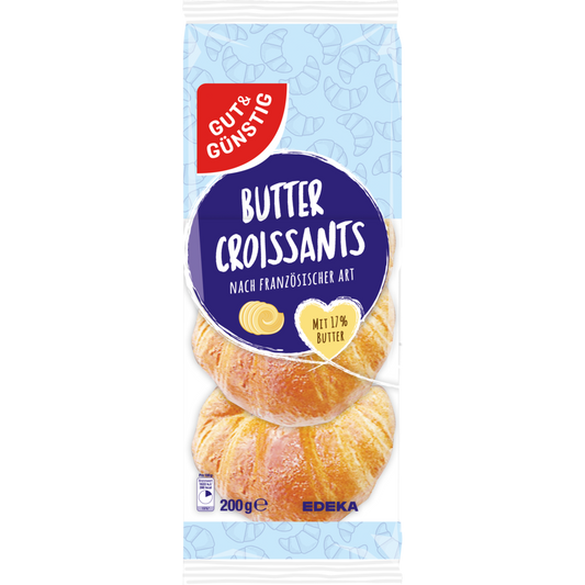 GUT&GÜNSTIG Butter Croissants Butter Pastry 17% Butter Puff Pastry 200 g