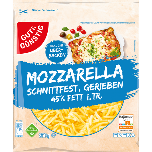 GUT&GÜNSTIG Mozzarella gerieben 45% 250 g / Rendelenmiş Mozzarella 45% 250 g