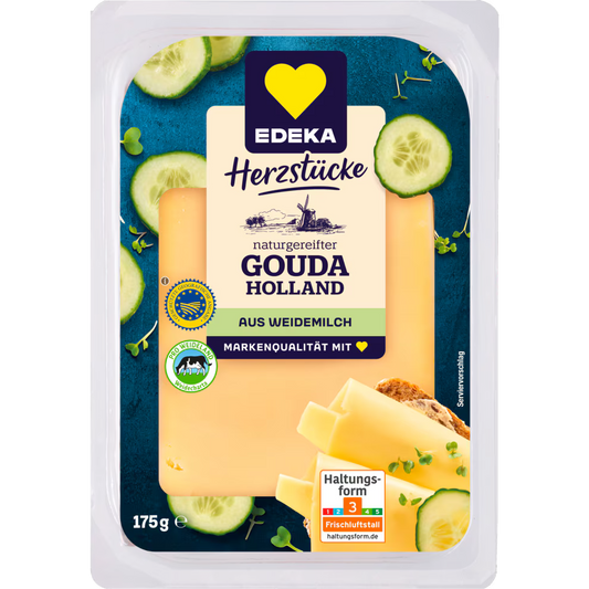 EDEKA Herzstücke Gouda Holland Scheiben Weidemilch 48% g.g.A. 175 g