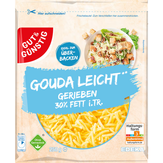 GUT&GÜNSTIG Gouda leicht 30% gerieben 250 g / Light Rendelenmiş Gouda %30 250 g