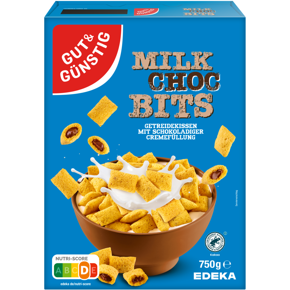 GUT&GÜNSTIG Milk Choc Bits 750 g / Sütlü Çikolatalı Tahıl Yastıkları 750 g
