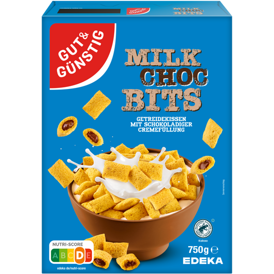 GUT&GÜNSTIG Milk Choc Bits 750 g / Sütlü Çikolatalı Tahıl Yastıkları 750 g