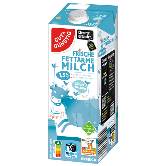 GUT&GÜNSTIG H-Milch fettarm 1,5% 1 l / UHT Düşük Yağlı Süt %1,5 1 l