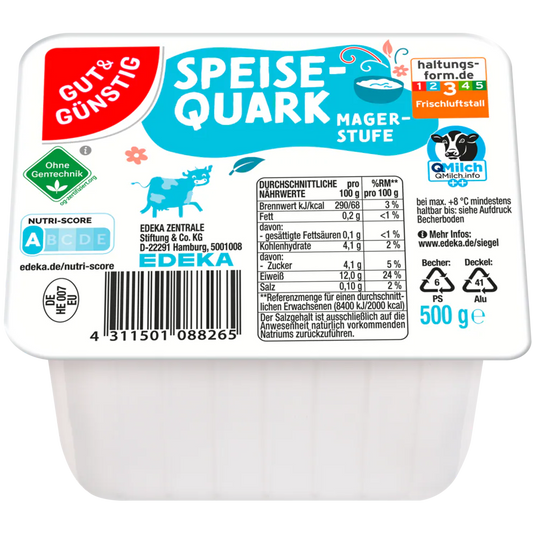 GUT&GÜNSTIG Speisequark Magerstufe 0,2% Fett Frischer Quark 500 g