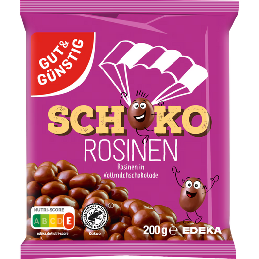 GUT&GÜNSTIG Sütlü Çikolatalı Kuru Üzüm %45 Kuru Üzüm içeren Sütlü Çikolata Kaplı Atıştırmalık 200 g