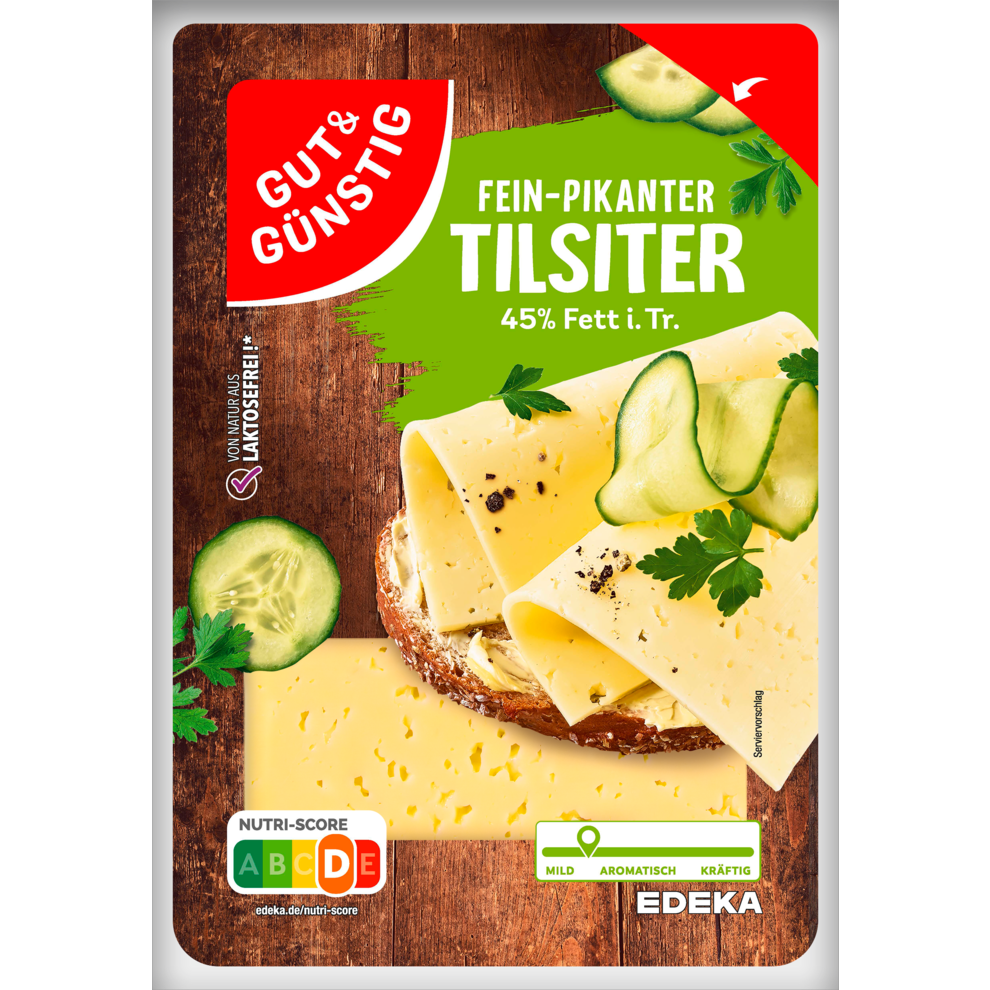 GUT&GÜNSTIG Tilsiter Scheiben 45% Fett i.Tr. Geschnittener Käse 400 g