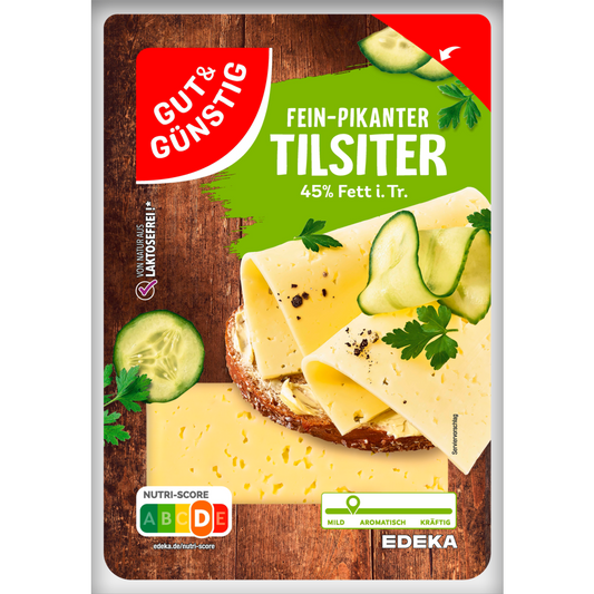 GUT&GÜNSTIG Tilsiter Scheiben 45% Fett i.Tr. Geschnittener Käse 400 g