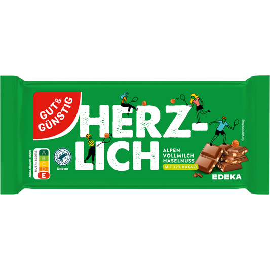 GUT&GÜNSTIG Tafelschokolade Vollmilch Nuss 32% Kakao 9% Haselnüsse 100 g