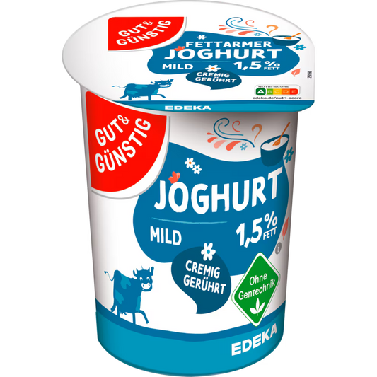 GUT&GÜNSTIG fettarmer Joghurt mild 1,5% 500 g / Düşük Yağlı Hafif Yoğurt %1,5 500 g