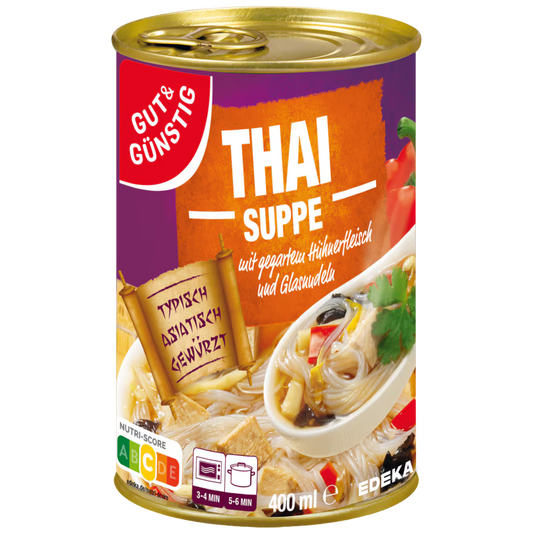 GUT&GÜNSTIG Thaisuppe mit Hühnerfleisch & Glasnudeln Fertigsuppe 400 ml