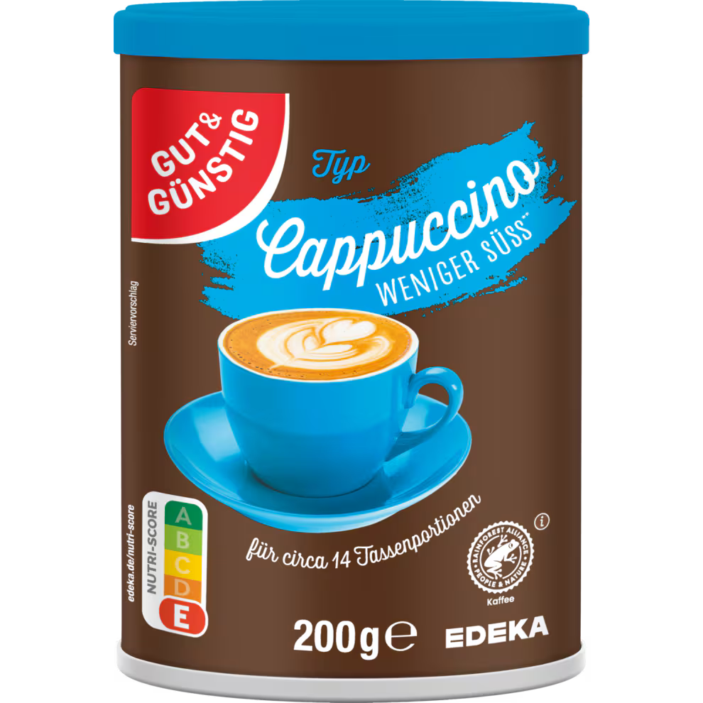 GUT&GÜNSTIG Cappuccino Weniger Süß Instant Pulver 200 g / GUT&GÜNSTIG Az Şekerli Kapuçino Tozu 200 g