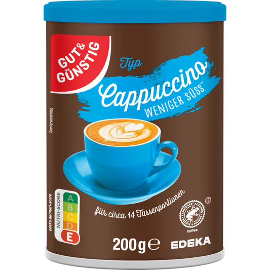 GUT&GÜNSTIG Cappuccino Weniger Süß Instant Pulver 200 g / GUT&GÜNSTIG Az Şekerli Kapuçino Tozu 200 g