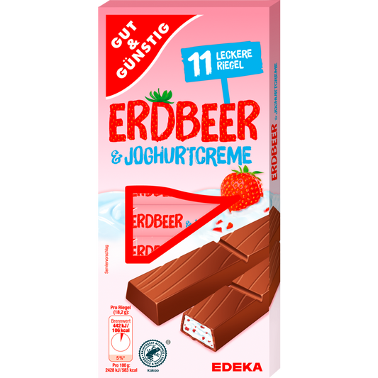 GUT&GÜNSTIG Joghurt Erdbeer Riegel 200 g / GUT&GÜNSTIG Yoğurtlu Çilekli Çikolata Bar 200 g