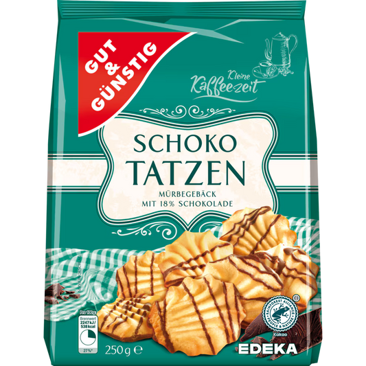 GUT&GÜNSTIG Chocolate Paws Shortbread with 18% Dark Chocolate 250 g