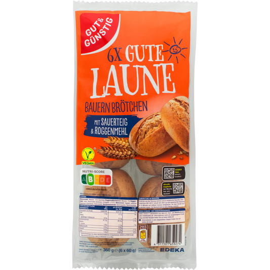GUT&GÜNSTIG Gute Laune Bauernbrötchen 6 ST 360 g / GUT&GÜNSTIG Gute Laune Köy Ekmeği 6 Adet 360 g