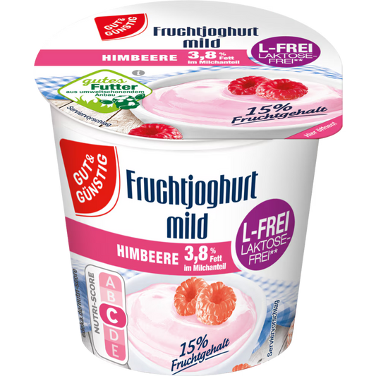 GUT&GÜNSTIG Fruchtjoghurt Himbeere laktosefrei 3,8% 150 g / Laktozsuz Ahududulu Meyveli Yoğurt %3,8 150 g