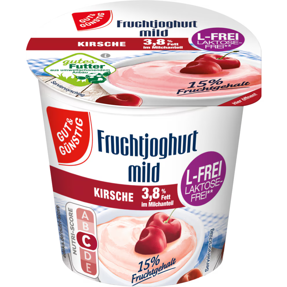 GUT&GÜNSTIG Fruchtjoghurt Kirsche laktosefrei 3,8% 150 g / Laktozsuz Kirazlı Meyveli Yoğurt %3,8 150 g
