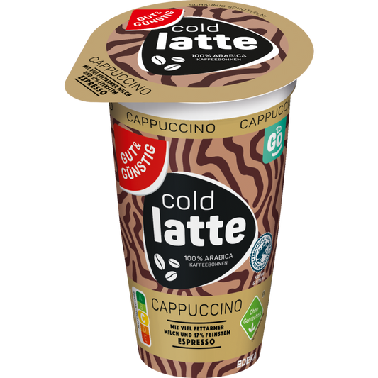 GUT&GÜNSTIG Cappuccino Trinkfertig Milchmischgetränk Fettarme Milch Röstkaffee 250 ml