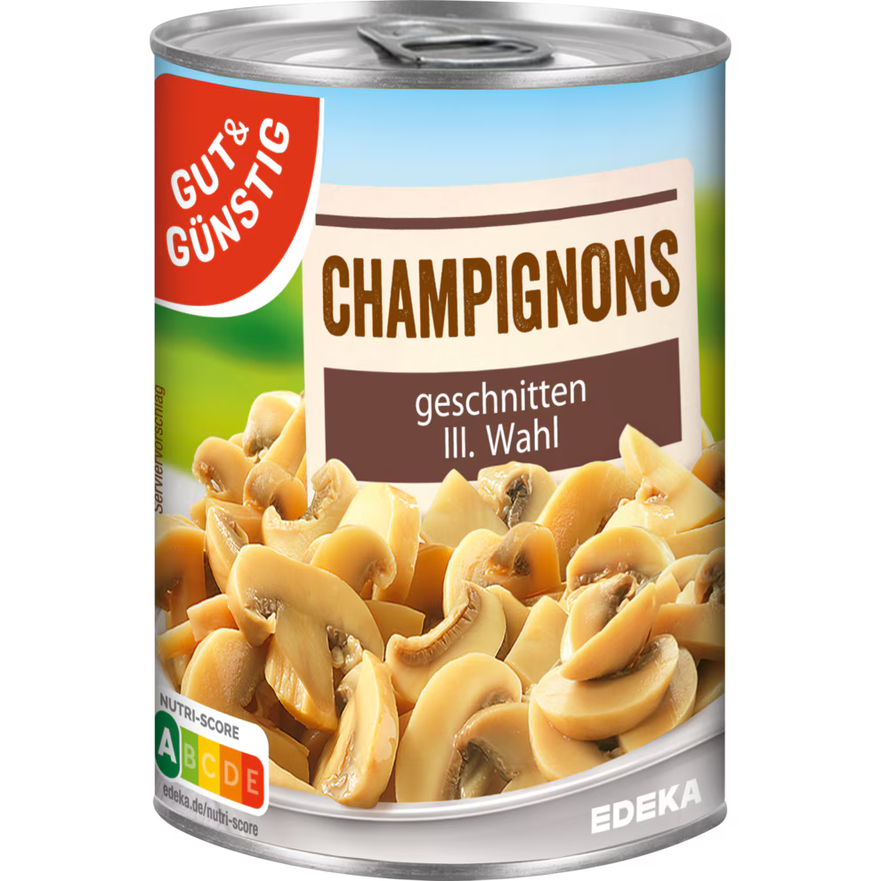 GUT&GÜNSTIG Champignons 3. Wahl Geschnitten Pilzkonserve Für Kochen & Sauce 290 g