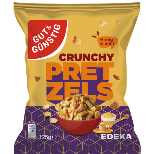GUT&GÜNSTIG Crunchy Pretzel Honig Senf 125 g / GUT&GÜNSTIG Bal Hardalllı Çıtır Pretzel 125 g