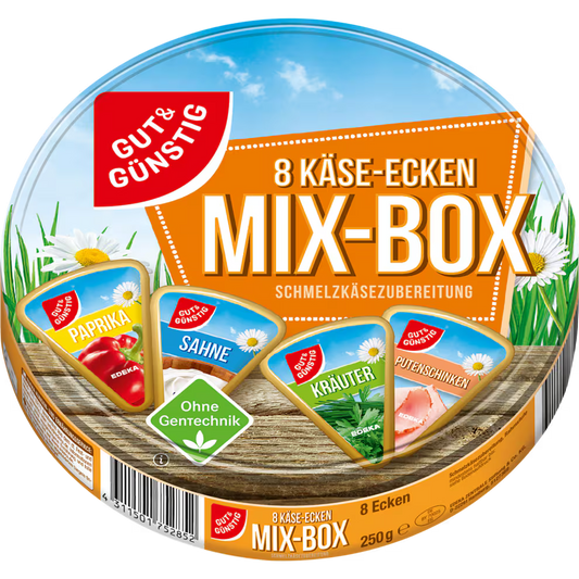 GUT&GÜNSTIG Schmelzkäse-Ecken 50% Mix 250 g / GUT&GÜNSTIG Karışık Eritme Peyniri Üçgenleri %50 Yağlı 250 g