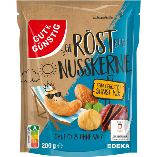GUT&GÜNSTIG Nusskerne geröstet oh.Öl&Salz 200 g / GUT&GÜNSTIG Yağsız Tuzsuz Kavrulmuş Kuruyemiş 200 g