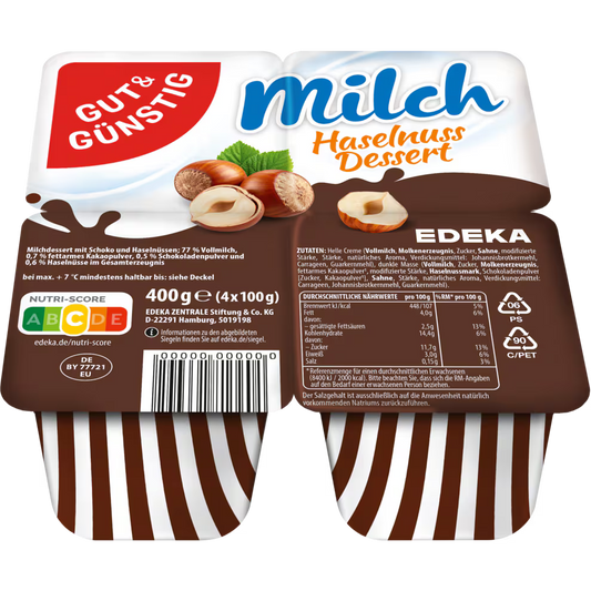 GUT&GÜNSTIG Dessert Milchcreme 4x100 g / Çikolatalı Fındıklı Süt Kreması 4x100 g